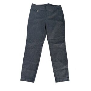 Alfani Womens Pull On Dress Pants Charcoal Gray Straight Leg Slacks Size 14